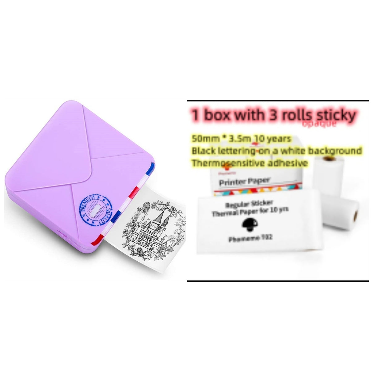 AUREVIAN Pocket Small Mini Bluetooth Handheld Portable Thermal Printer