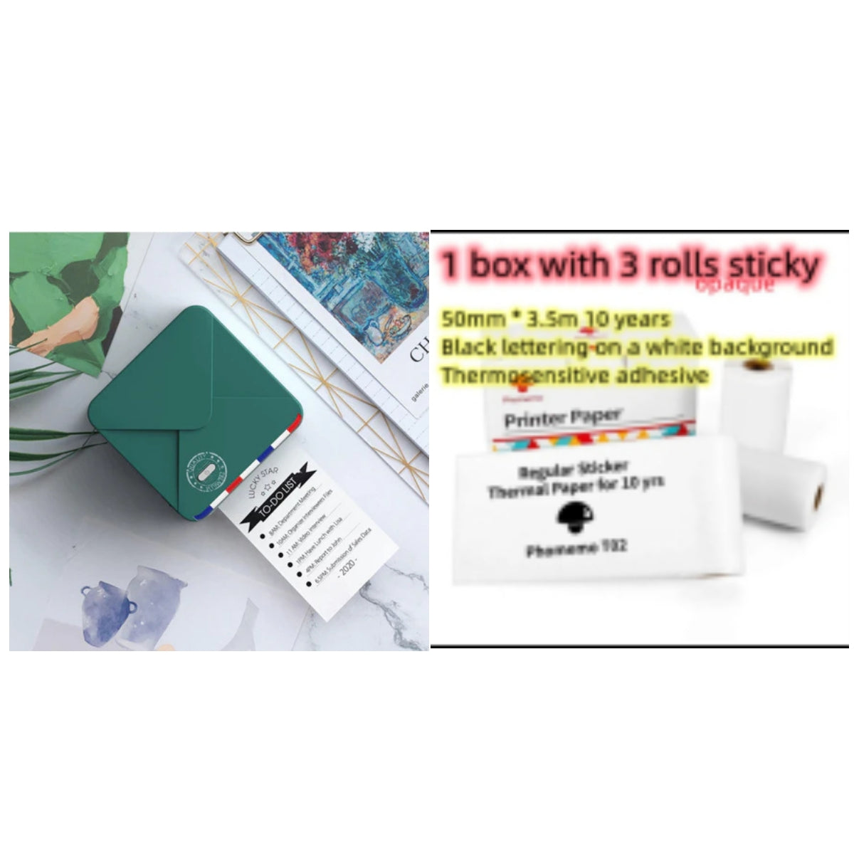 AUREVIAN Pocket Small Mini Bluetooth Handheld Portable Thermal Printer