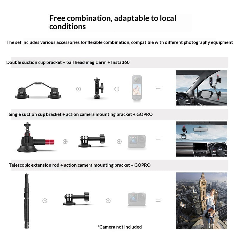 AUREVIAN POV Action Camera Extension Pole With Suction Cup Kit