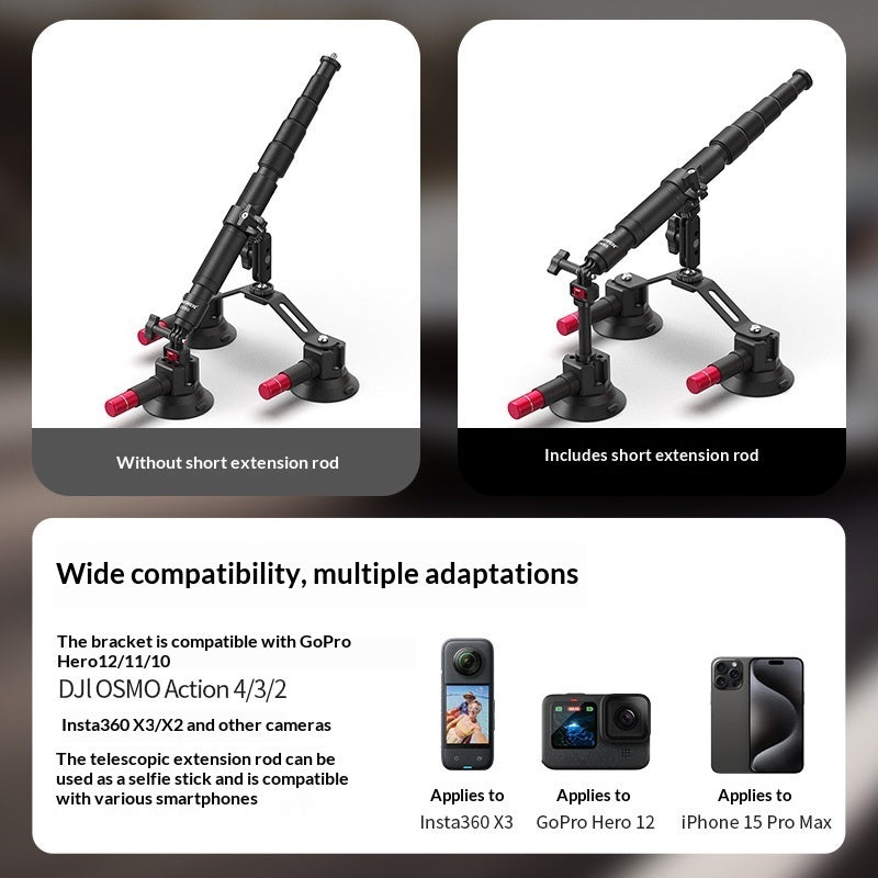 AUREVIAN POV Action Camera Extension Pole With Suction Cup Kit