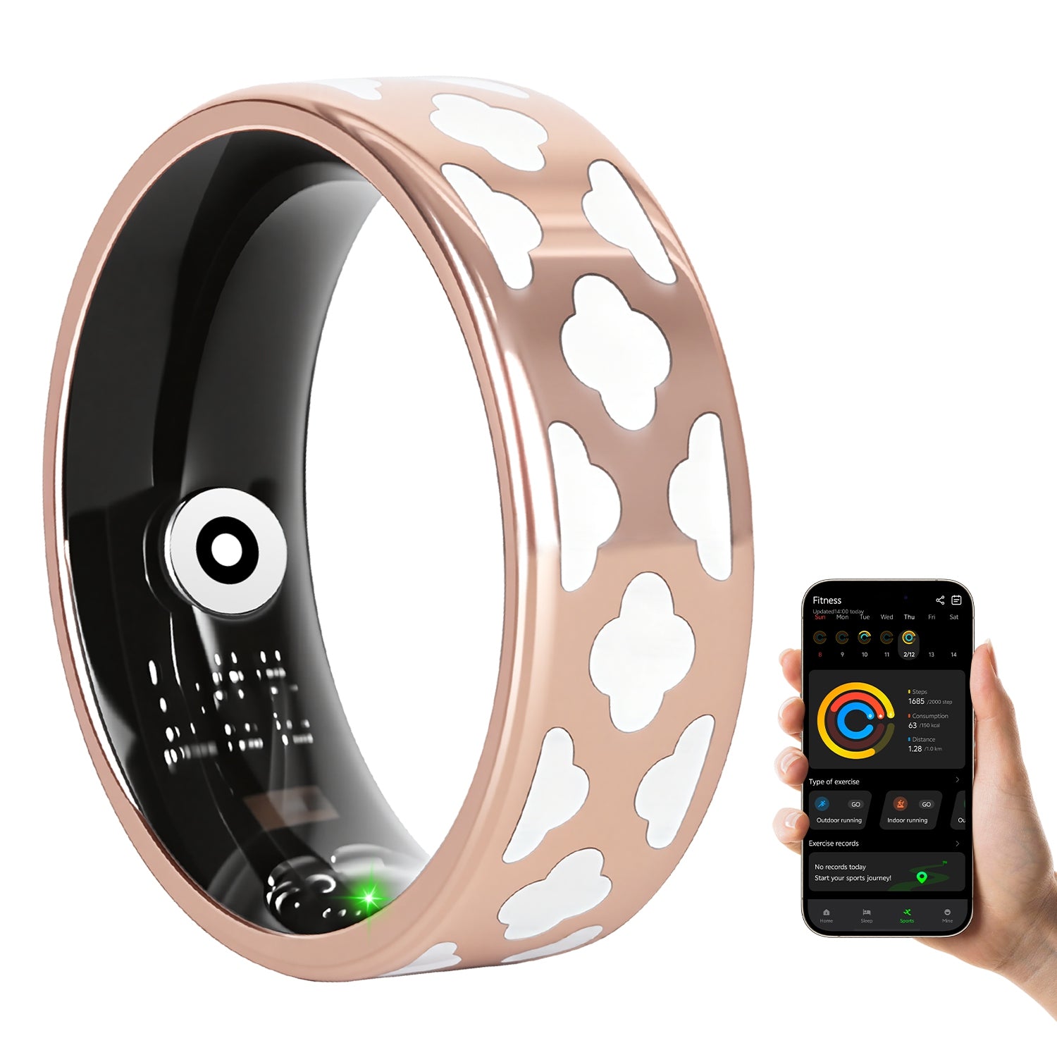 AUREVIAN Smart Ring Health Tracker Fitness Sleep Stress HRV Tracker With Charging Case Magnetic Charging Cable For Women & Men Compatible With IOS & Android 7-Day Battery Life Size 7 Size 8 Size9 Size10