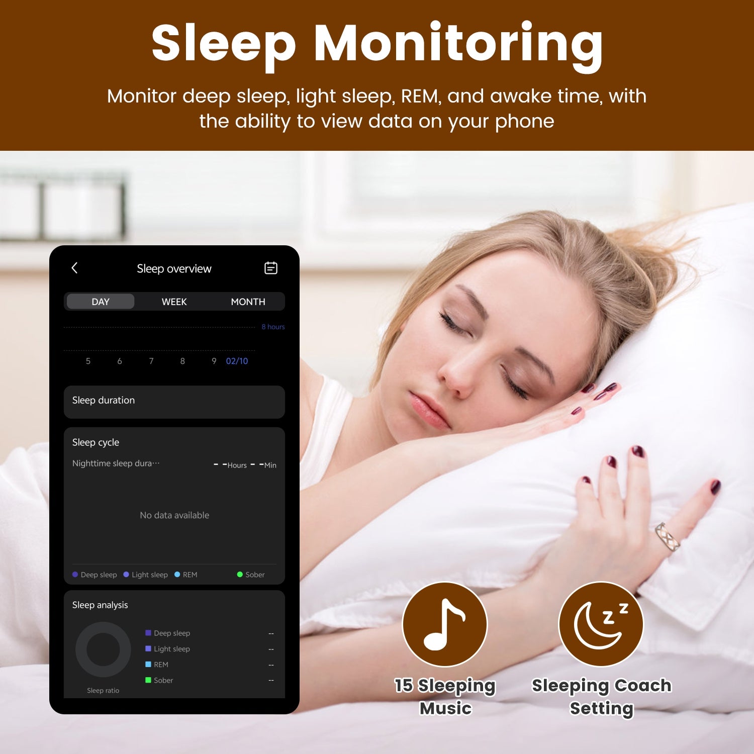 AUREVIAN Smart Ring Health Tracker Fitness Sleep Stress HRV Tracker With Charging Case Magnetic Charging Cable For Women & Men Compatible With IOS & Android 7-Day Battery Life Size 7 Size 8 Size9 Size10