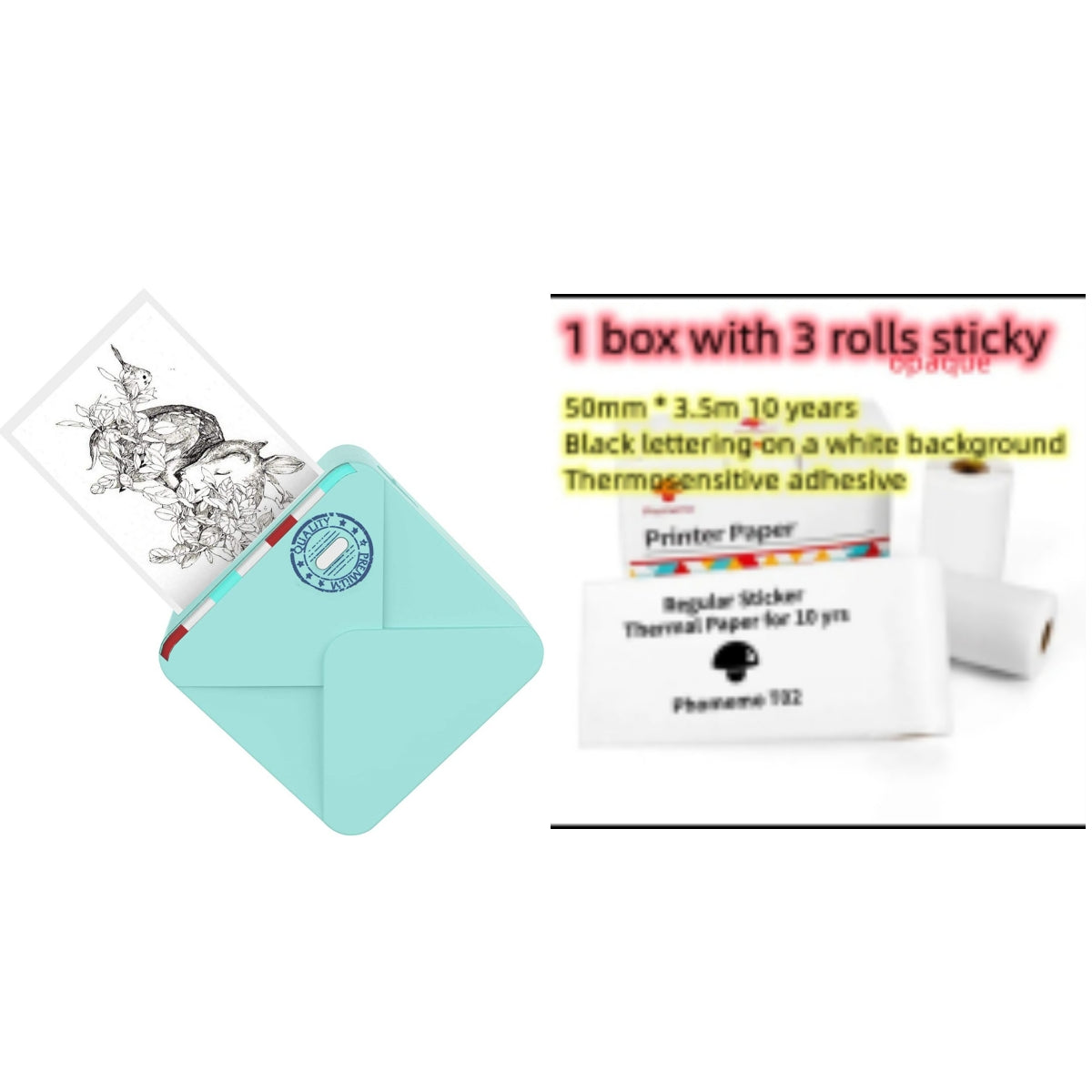 AUREVIAN Pocket Small Mini Bluetooth Handheld Portable Thermal Printer